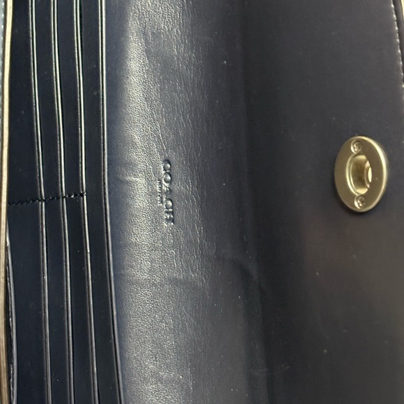 Coach Blue and Brown Floral Accent Wallet - Picture 5 of 9